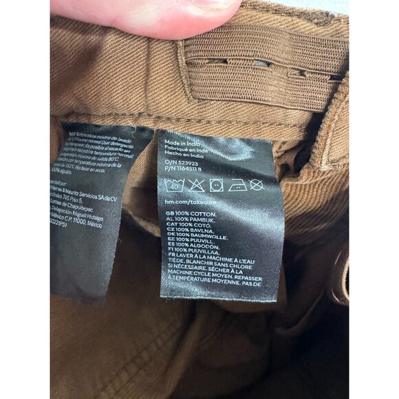 H&M Boys 6X Pants Brown  Slim Fit Corduroy Cotton Elastic Waist - Picture 9 of 12